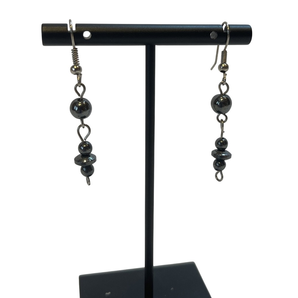 Dangle Drop Earrings Dark Gray Hematite Bead Fashion Jewelry‎